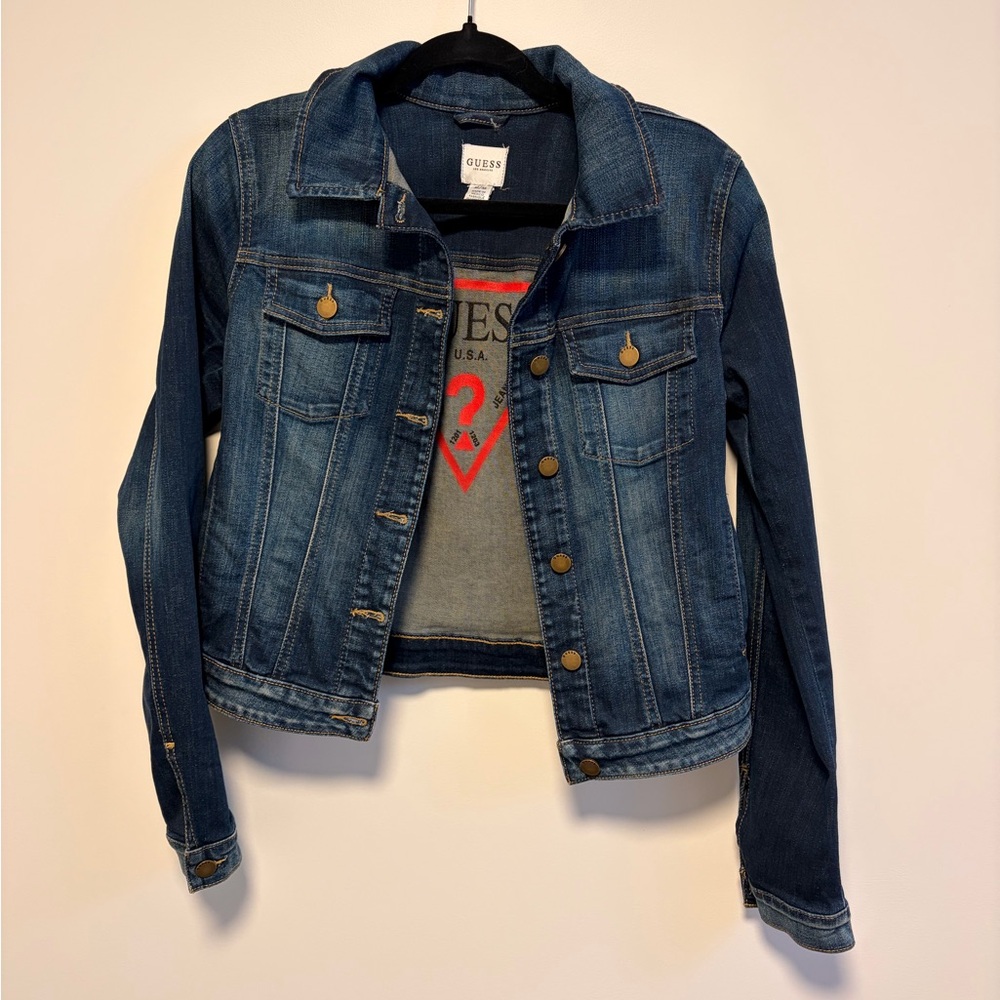 Guess Dark Blue Denim Jean Jacket size M * NWOT* - Picture 3 of 6
